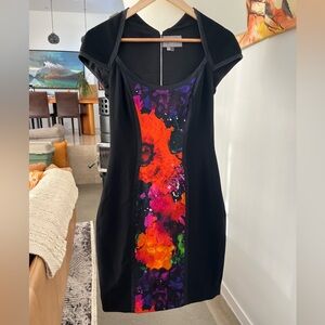 Theia Watercolour Print Dress